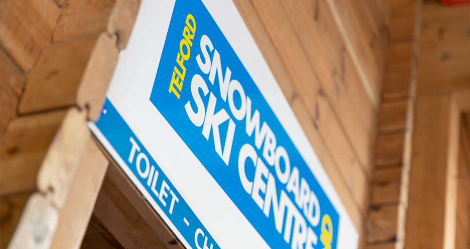 Telford snowboard and ski centre sign